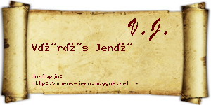 Vörös Jenő névjegykártya